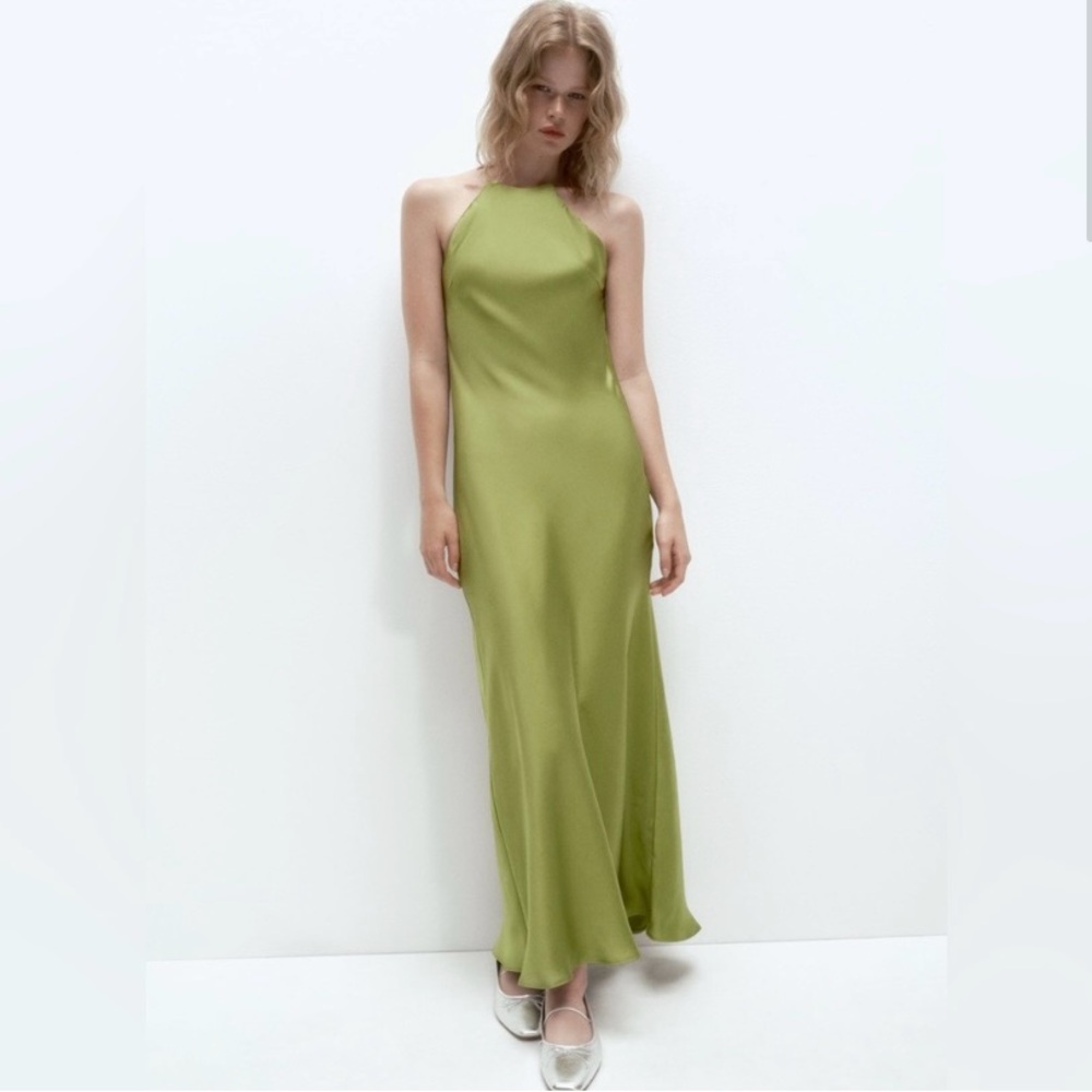 Zara SATIN DRESS WITH SPAGHETTI STRAPS